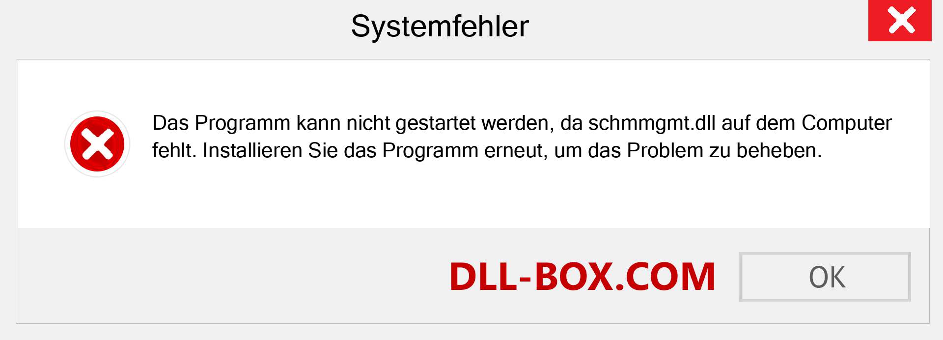 schmmgmt.dll-Datei fehlt?. Download für Windows 7, 8, 10 - Fix schmmgmt dll Missing Error unter Windows, Fotos, Bildern